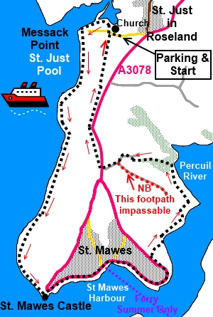 WalkSt Just to St Mawes sketch map