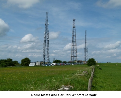 Radio masts and car park at Cleeve Hill Common
