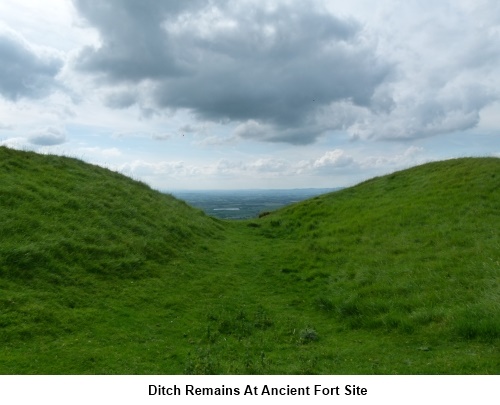 Remains of ditchwork at ancient fort site