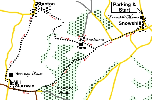 Snowshill, Stanway and Stanton walk sketch map