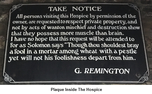 One of the plaques inside the hospice.