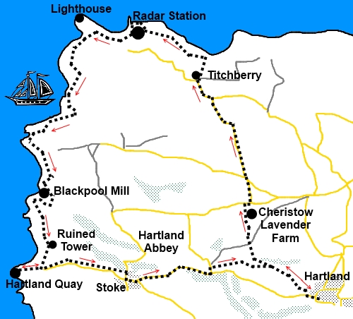 Devon walkHartland Point and Hartland Quay - sketch map