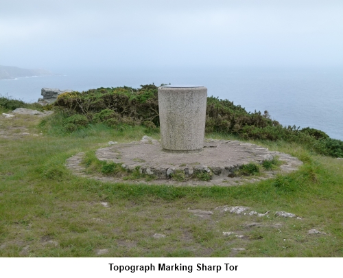 The topograph marking Sharp Tor.