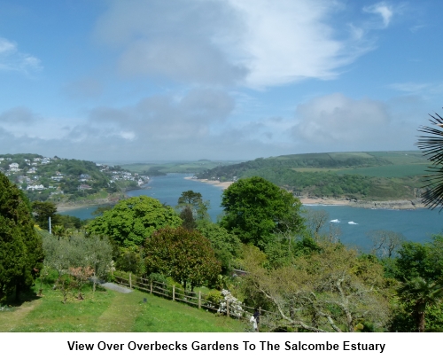 View over Overbecks gardens to the Salcombe estuary.