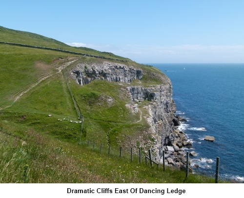 Dramatic cliffs east of Dancing Ledge