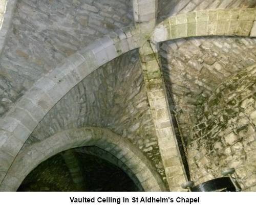 Vaulted ceiling in St. Aldhelm's Chapel