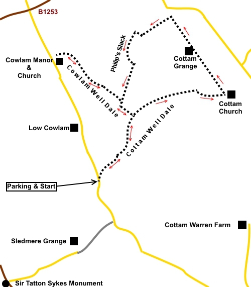 Cowlam and Cottam walk sketch map