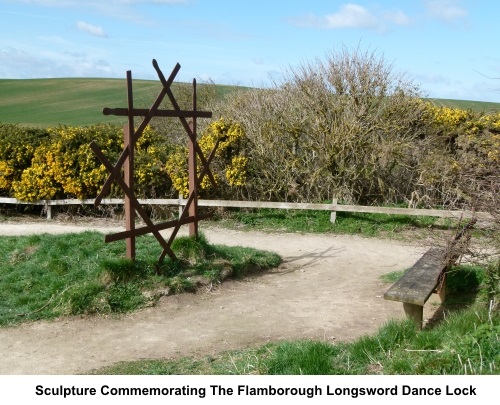 Sculptute commemorating Flamborough Longswords Dance lock