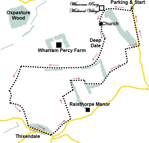 Wharram Percy to Thixendale sketch map