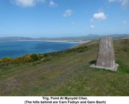 Trig point on summit of Mynydd Cilan