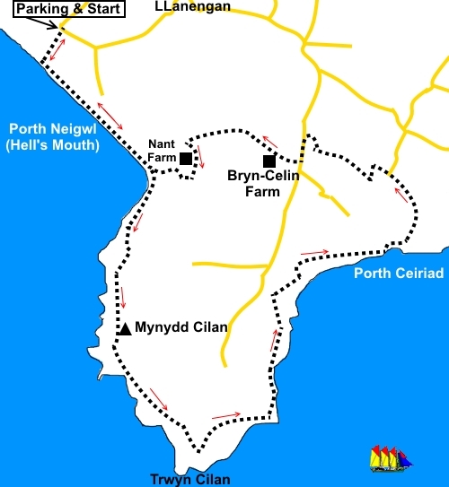 Llyn Peninsula walk - Mynydd Cilan Circuit sketch map