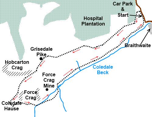 Lake District walk Grisedale Pike - sketch map
