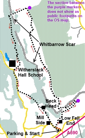 Lake District walk Whitbarrow - sketch Map