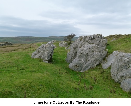 Limestone outcrops by the roadside