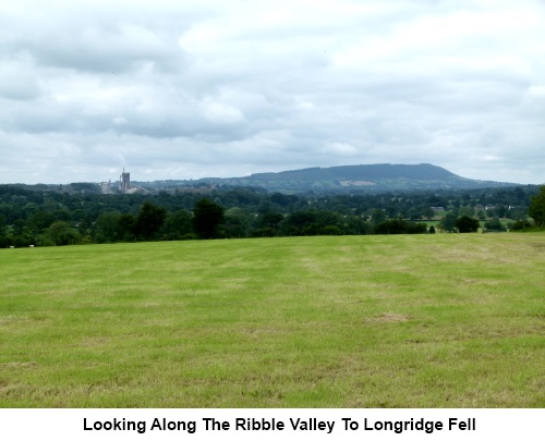 Looking along the Ribble valley to Longridge Fell.