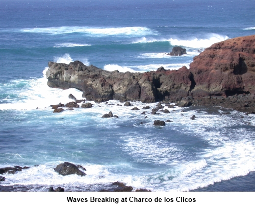 Waves breaking at Charco de los Clicos