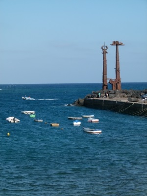 sculptures on quay at Teguise