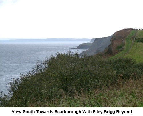 View south to Scarborough with Filey Brigg beyond.