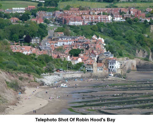 A telephoto shot of Robin Hood's Bay.