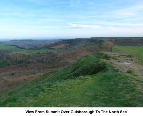 View from Roseberry Topping summit to the North Sea
