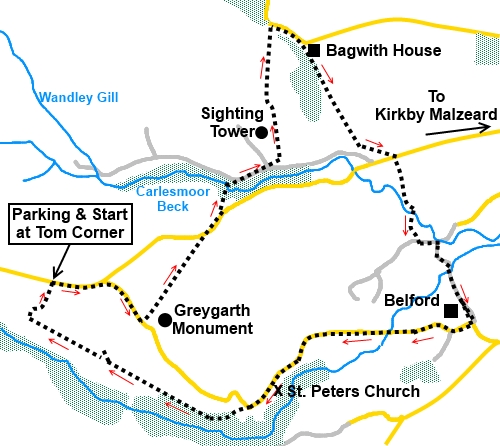 Nidderdale Walk - Greygarth Circular Sketch Map