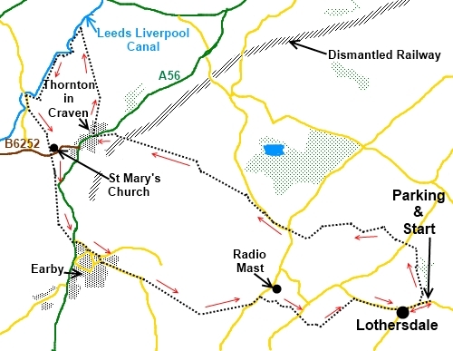 North Yorkshire walk Lothersdale Loop - sketch map
