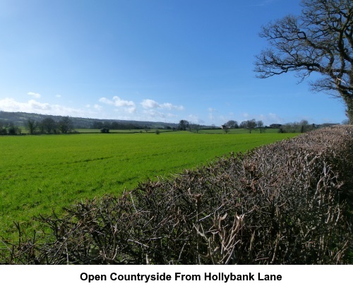 An open countryside view from Hollybank Lane.