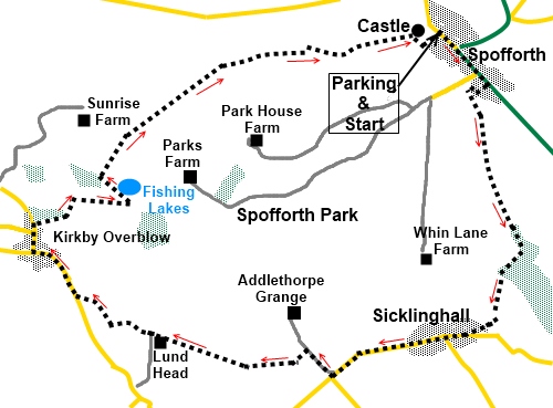 North Yorkshire walk Spofforth Park - sketch map