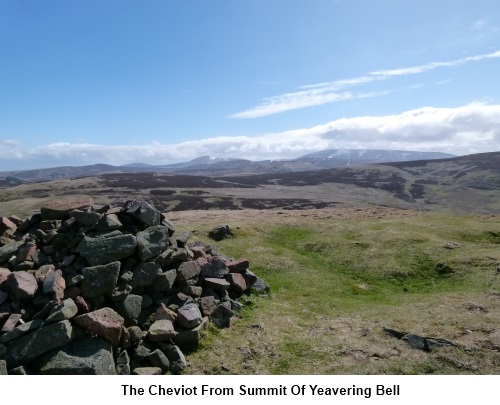 View of The Cheviot from Yeavering Bell summit