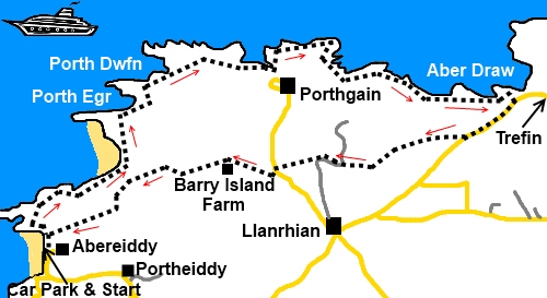 Pembrokeshire walk Abereiddy to Porthgain - sketch map