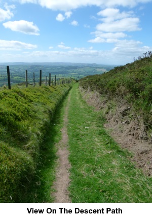 View on the descent path from Brown Clee Hill.