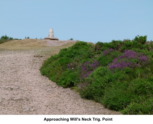 Approaching the trig. point at Will's Neck