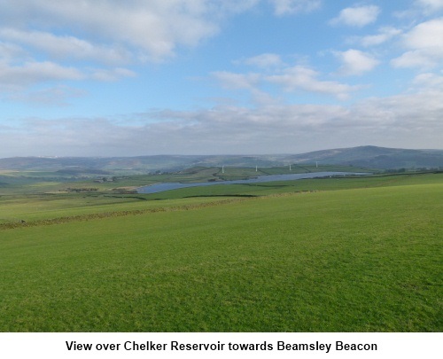 View over Chelker Reservoir to Beamsley Beacon