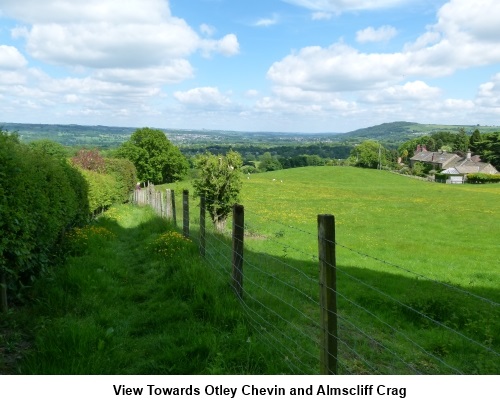 View to Otley Chevin and Armscliff Crag