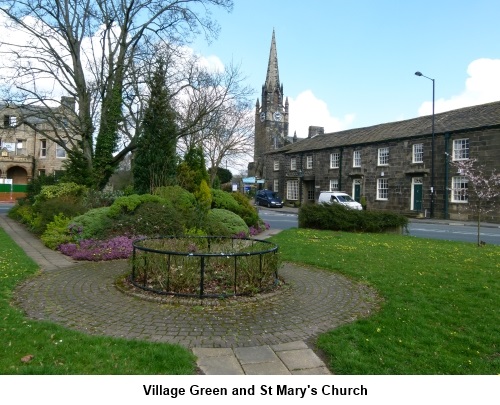 Burley-in-Wharfedale village grees and St Marys Church