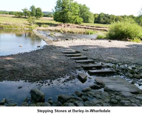 Burley-in-Wharfedale stepping stones across River Wharfe