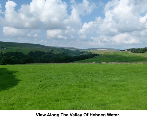 View along the valley of Hebden Water.