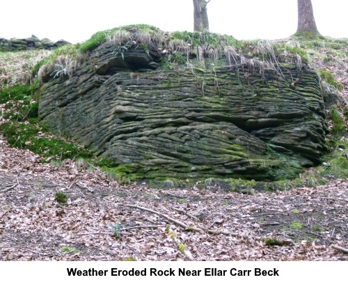 A weather eroded rock near Ellar Carr Beck.