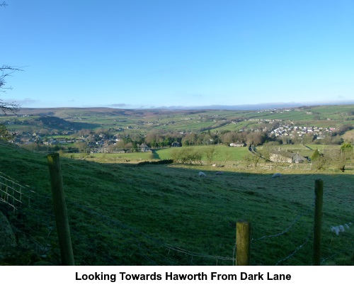 Looking towards Haworth from Dark Lane.