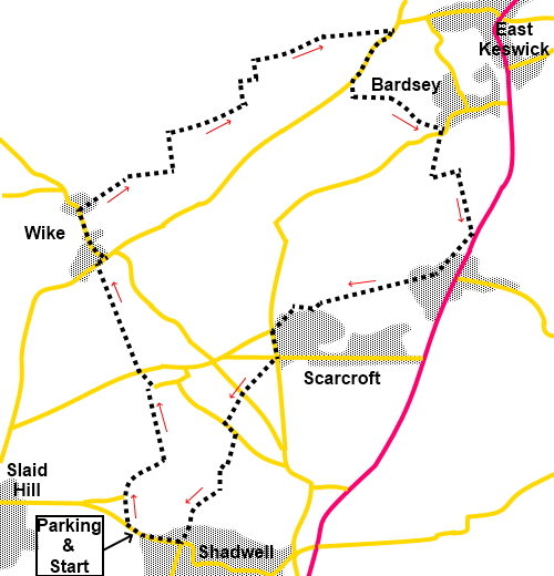 Shadwell to Bardsey walk sketch map