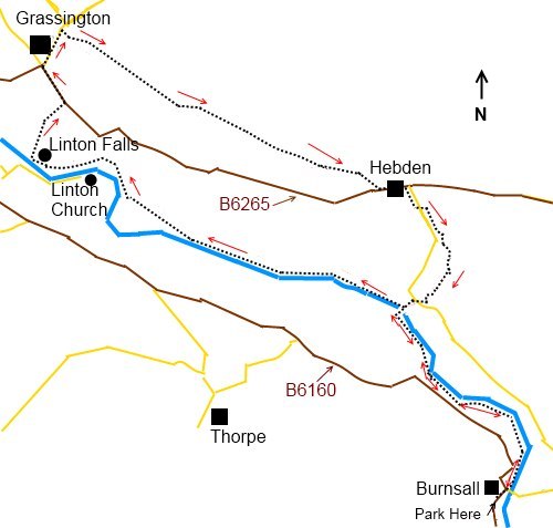 Yorkshire Dales walk Buckden to Grassington - sketch map