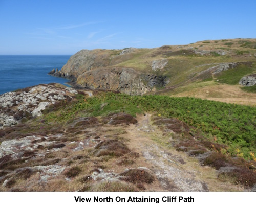 View north on attaining the cliff path.