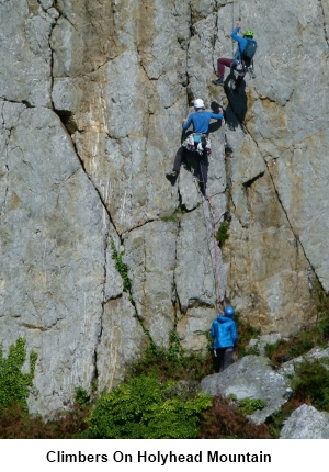 Climbers on Holyhead Mountain