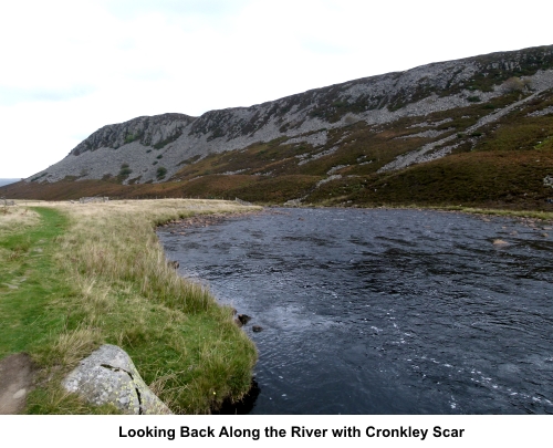 View back along the river with Cronkley Scar