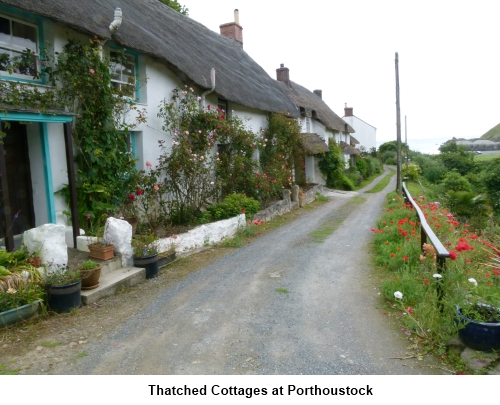 Thatched cottages at Porthoustock
