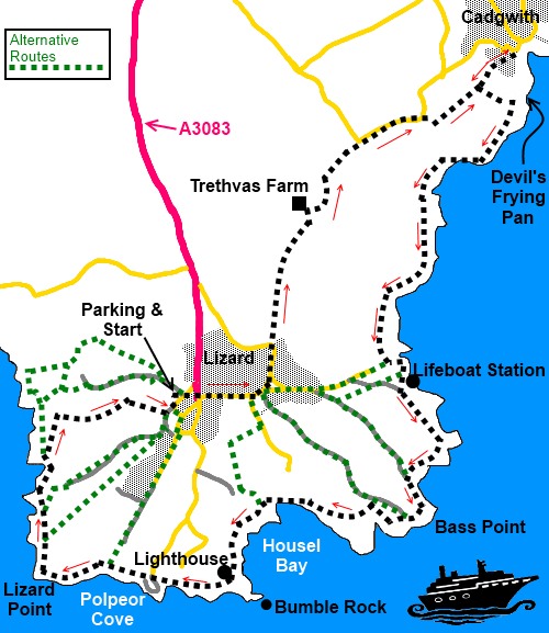 Cornwall walk, Lizard Point Sketch map