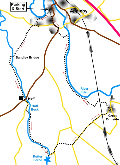 Appleby Two Rivers walk sketch map