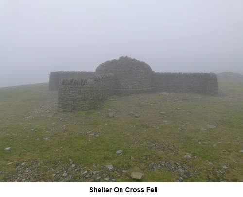 Cross shaped shelter on Cross Fell