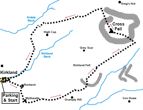 Cross Fell walk shetch map