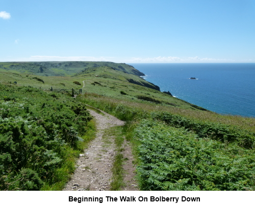 Begining the walk on Bolberry Down